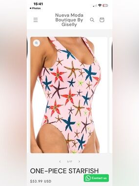 One-Piece Starfish Swimsuit in Light Pink -